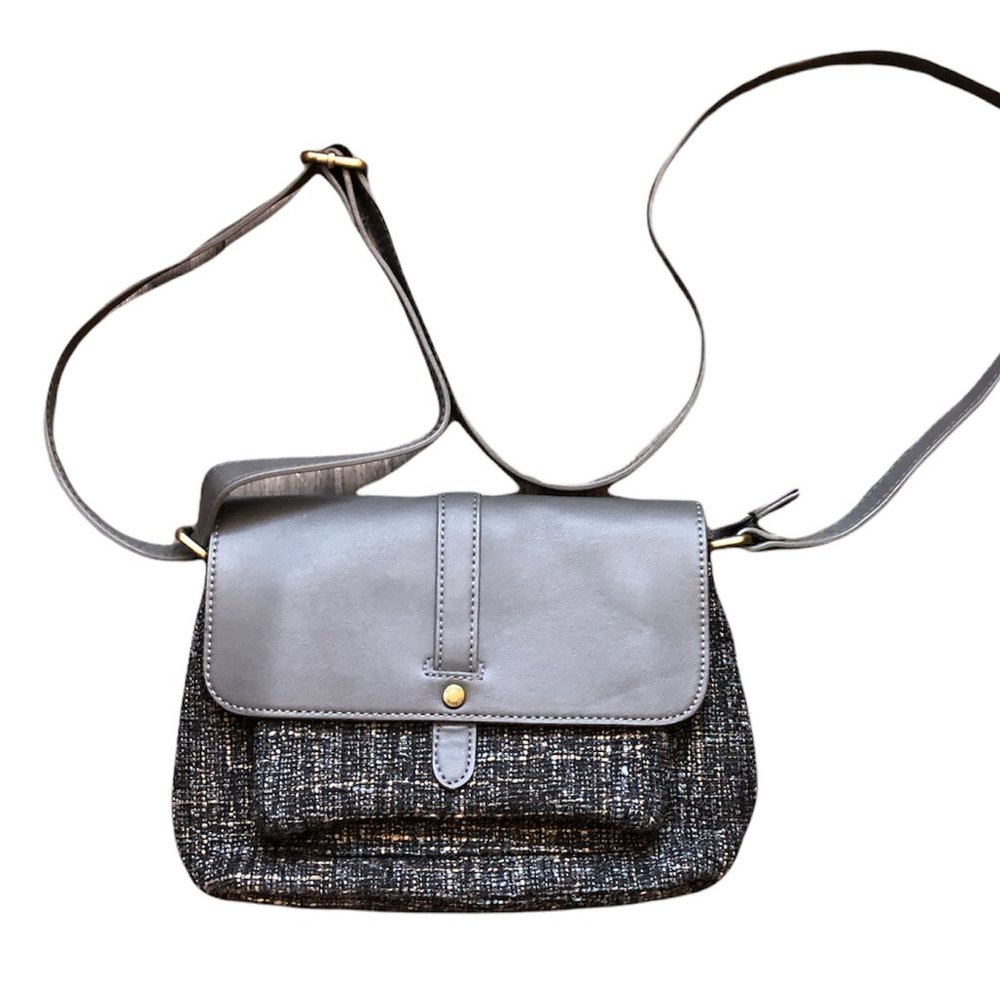 Leather & Grey Tweed shoulder bag (DD)
